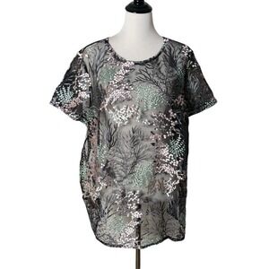 Lane Bryant Plus Size Sheer‎ Top Size 18 20 Embroidered See Through Feminine